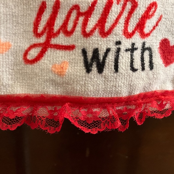 NWOT! Cute Handmade Valentine "Wine" Towel! - Picture 5 of 6